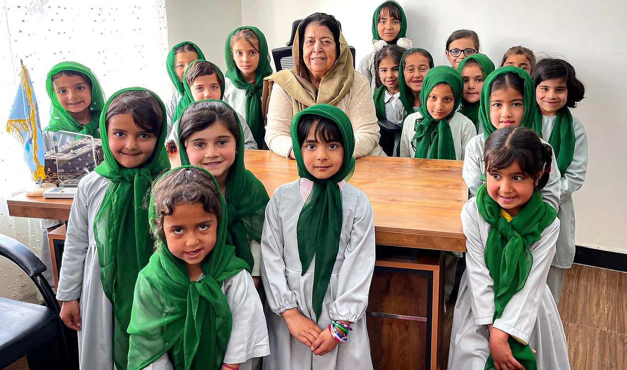 Young Afghan girls in a classroom.